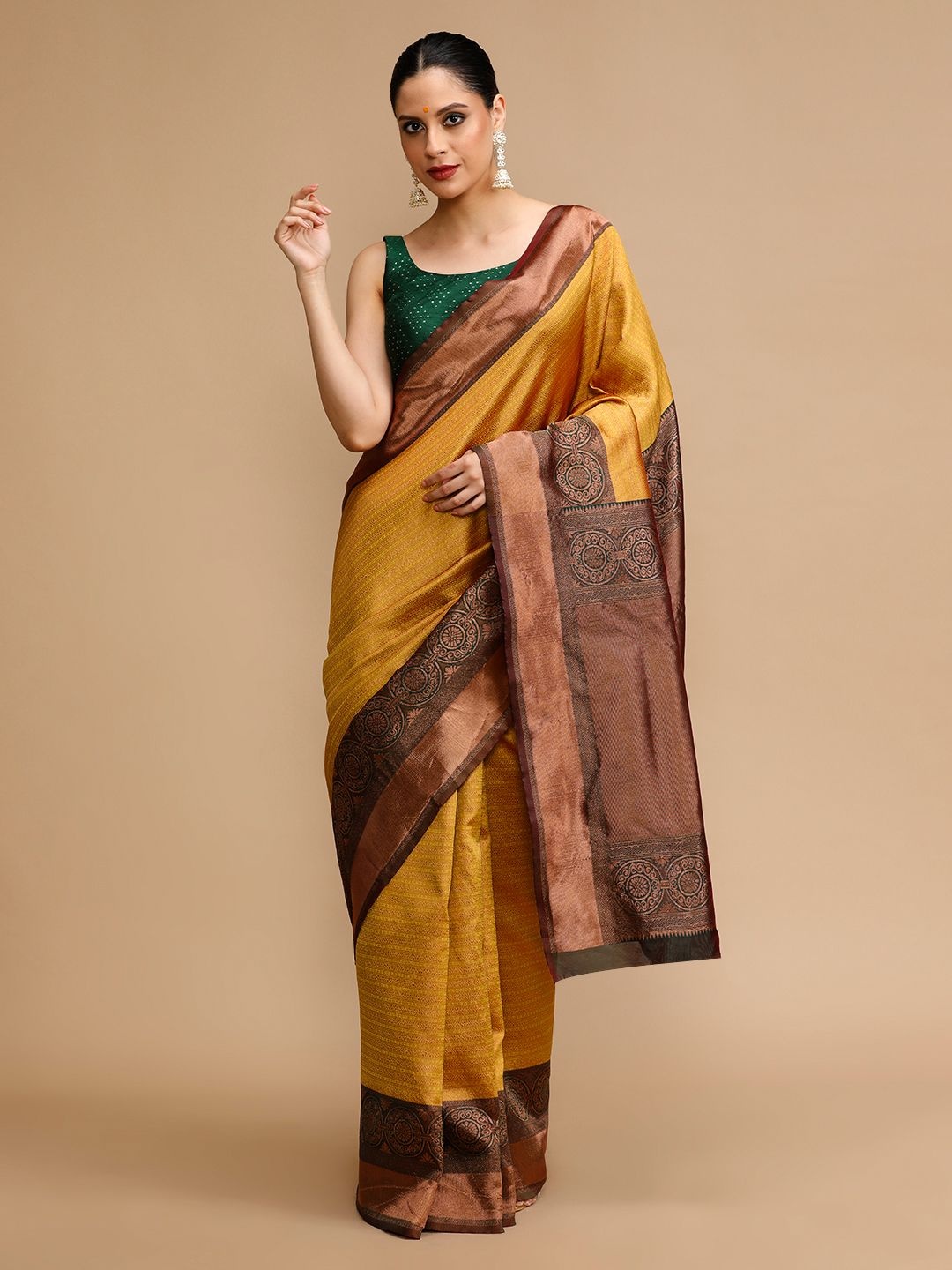 

House of Pataudi Woven Design Banarasi Saree, Yellow