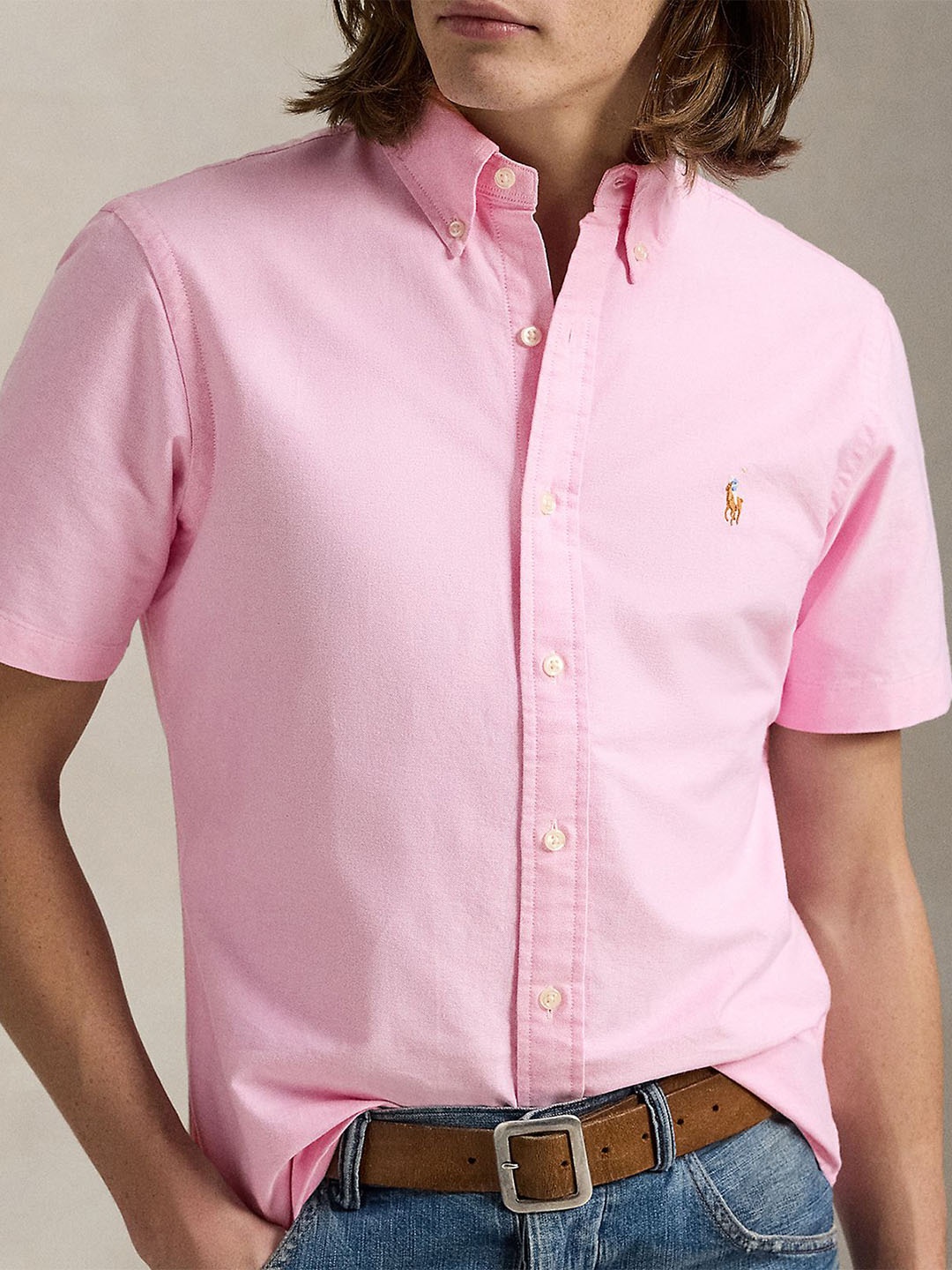 

Polo Ralph Lauren Men Button-Down Collar Solid Cotton Casual Shirt, Pink