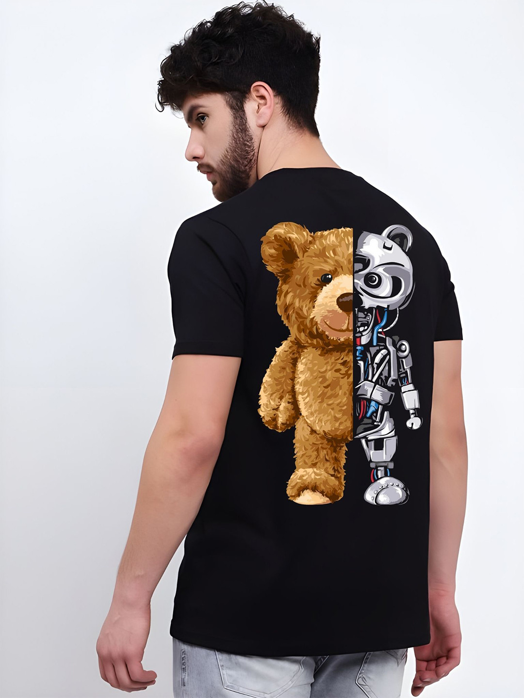 

THE BEETEL HOUSE Men Drop-Shoulder Sleeves T-shirt, Black