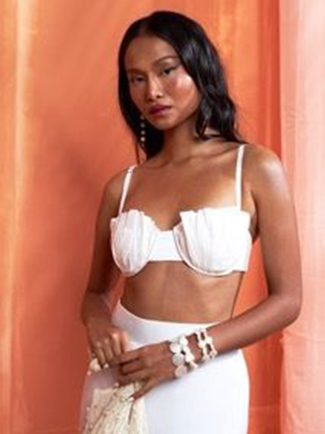 

Shivanii Women Shell Bralette Crop Top, White