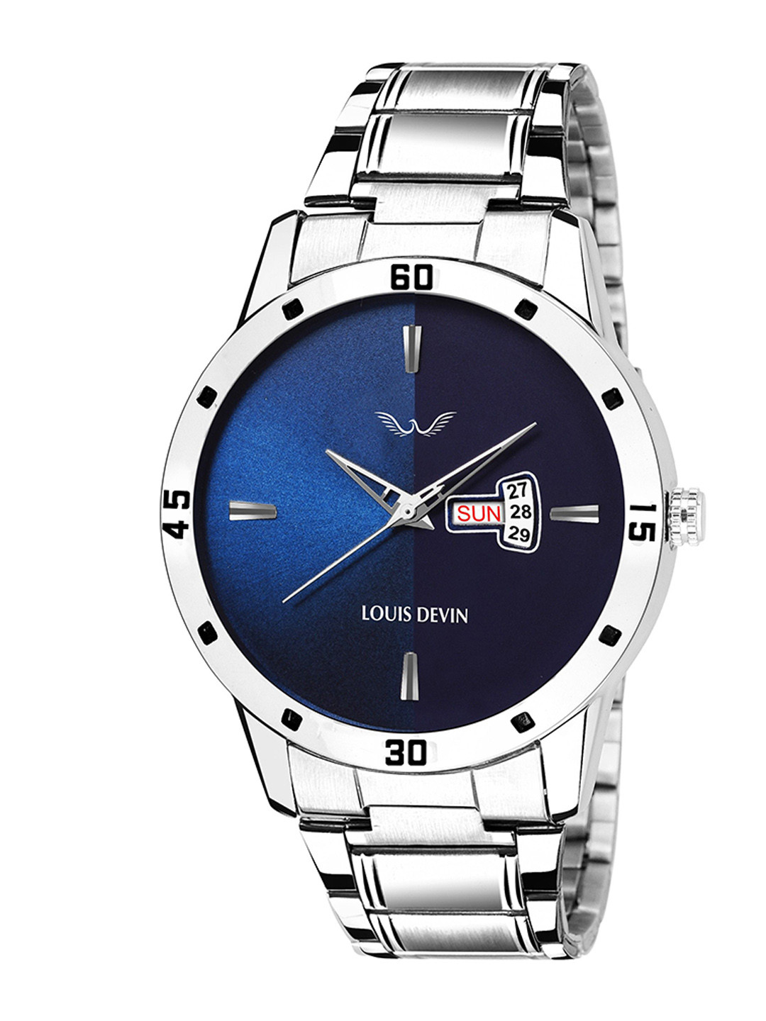 

LOUIS DEVIN Men Embellished Dial & Stainless Steel Bracelet Style Straps Analogue Watch, Blue