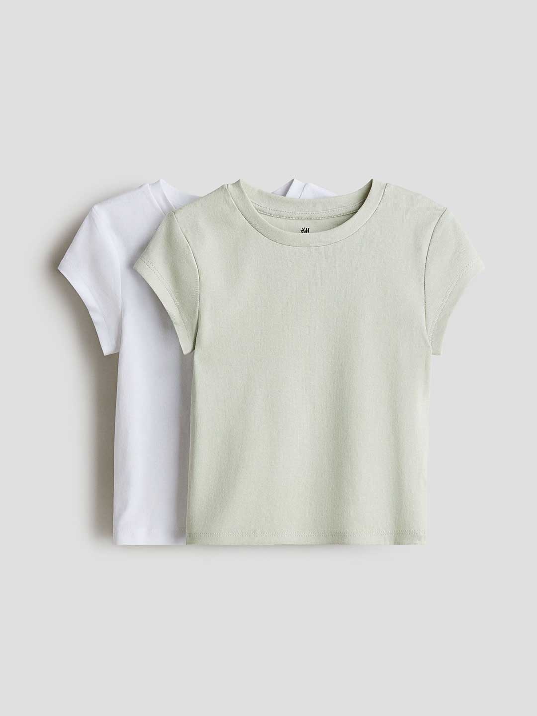 

H&M 2-Pack Cotton Jersey Tops, Green