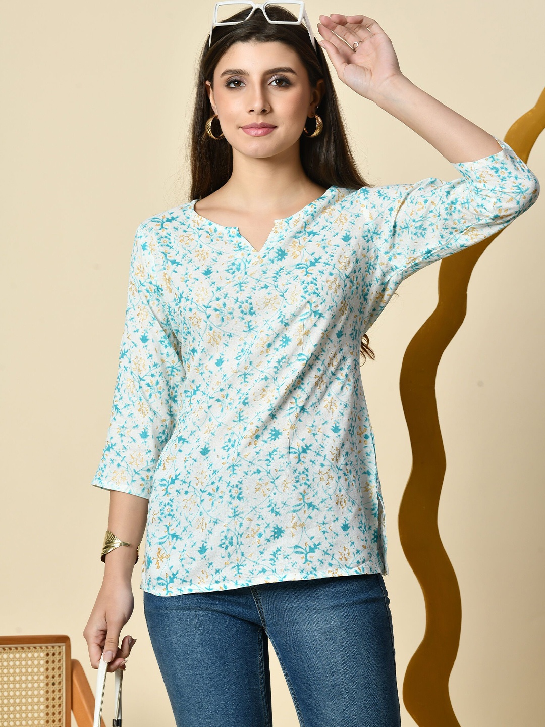 

ao services Women Printed Tunic, White
