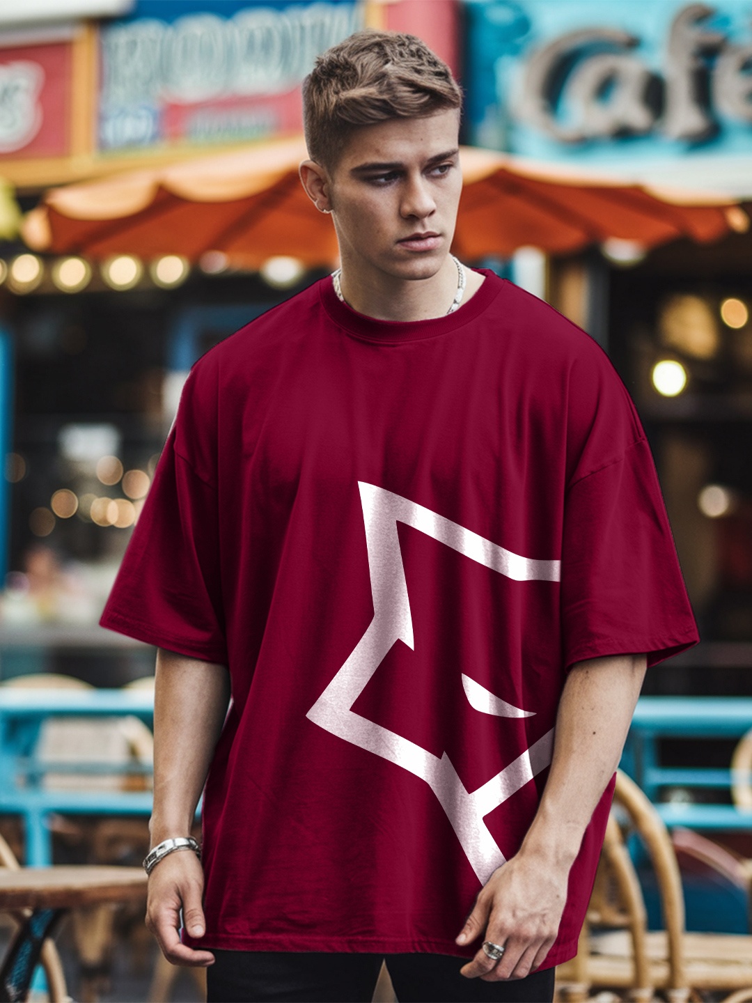 

Leotude Men Graphic Printed Round Neck Cotton Relaxed Fit T-shirt, Maroon
