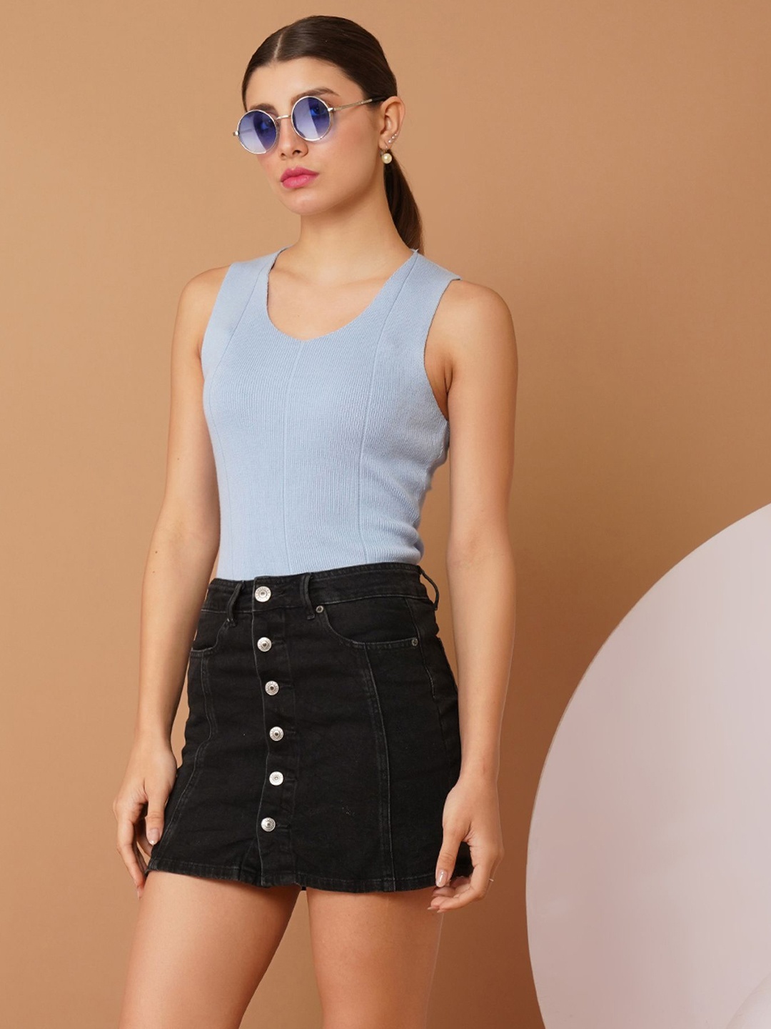 

Chemistry Women Cotton Scoop Neck Top, Blue
