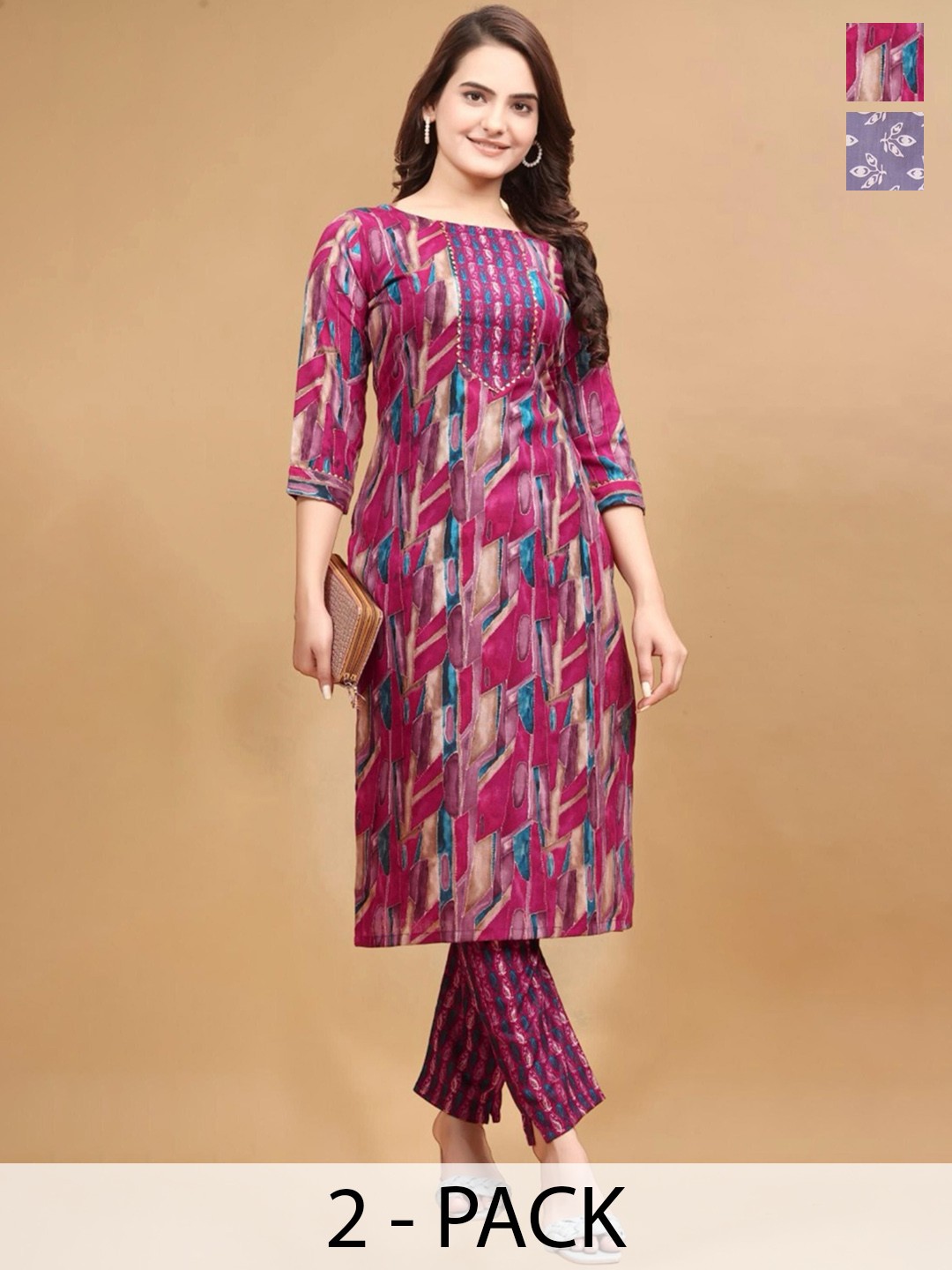 

Moda Rapido Women Floral Printed Regular Kurta with Trousers, Purple