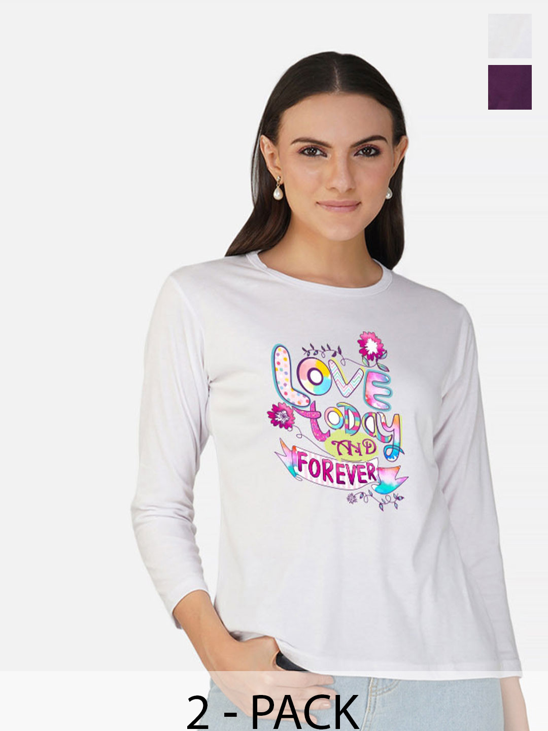 

Metronaut Women 2 Printed Bio Finish Applique T-shirt, White