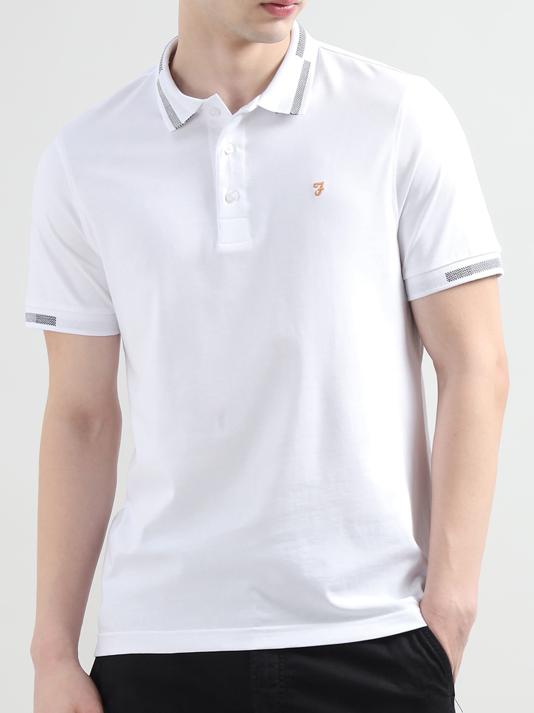 

Farah Men Solid Polo Collar Cotton T-shirt, White