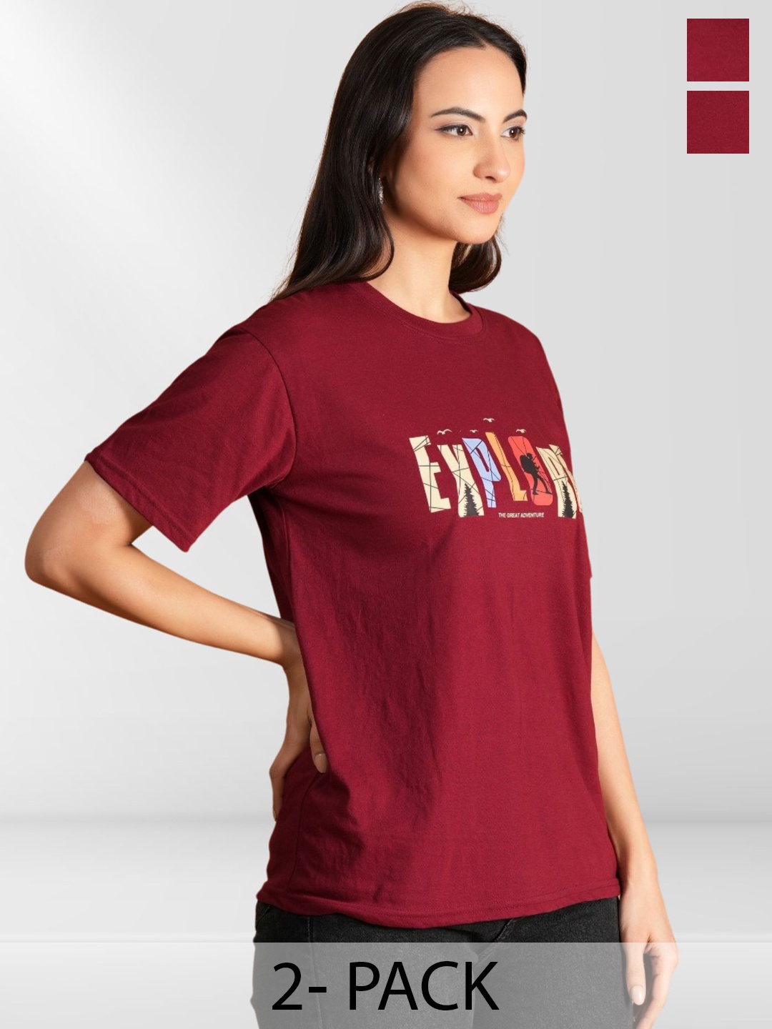 

BAESD Women Typography 2 Printed Applique T-shirt, Multi