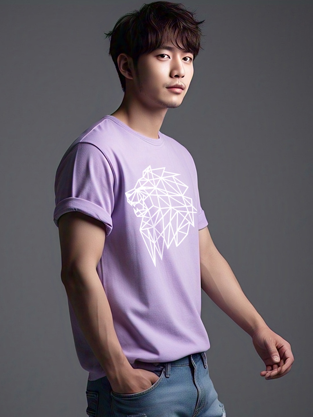

TOGS & TERRE Men Graphic Printed Round Neck Organic Cotton T-shirt, Lavender