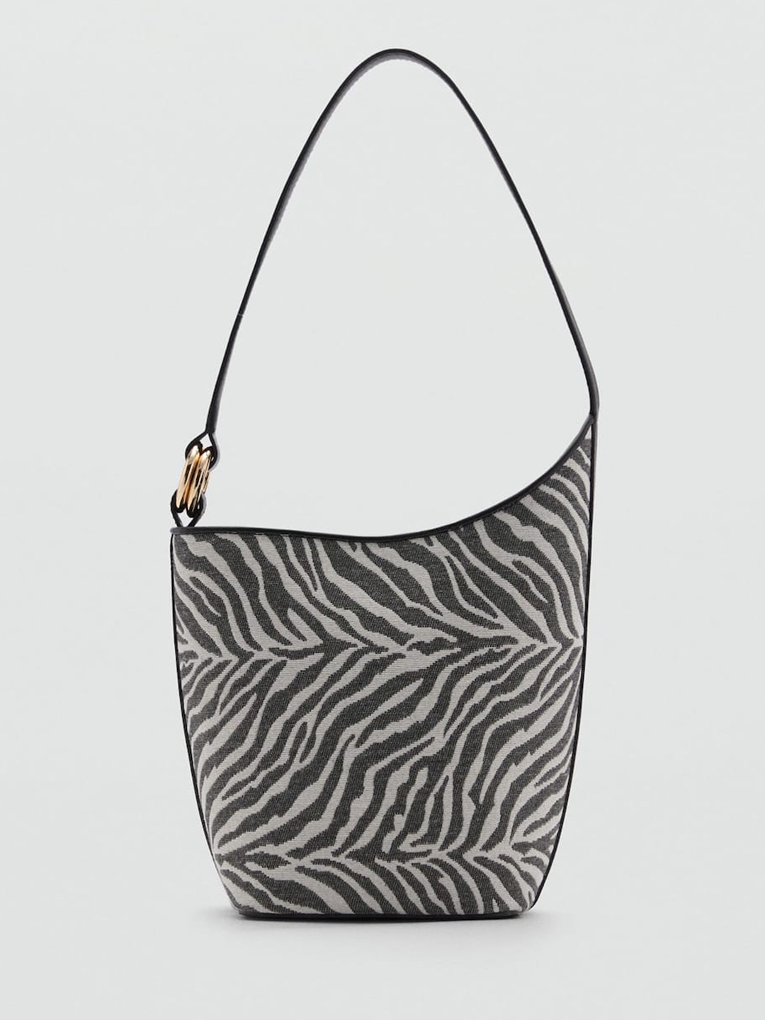 

MANGO Zebra Print Bucket Shoulder Bag, White