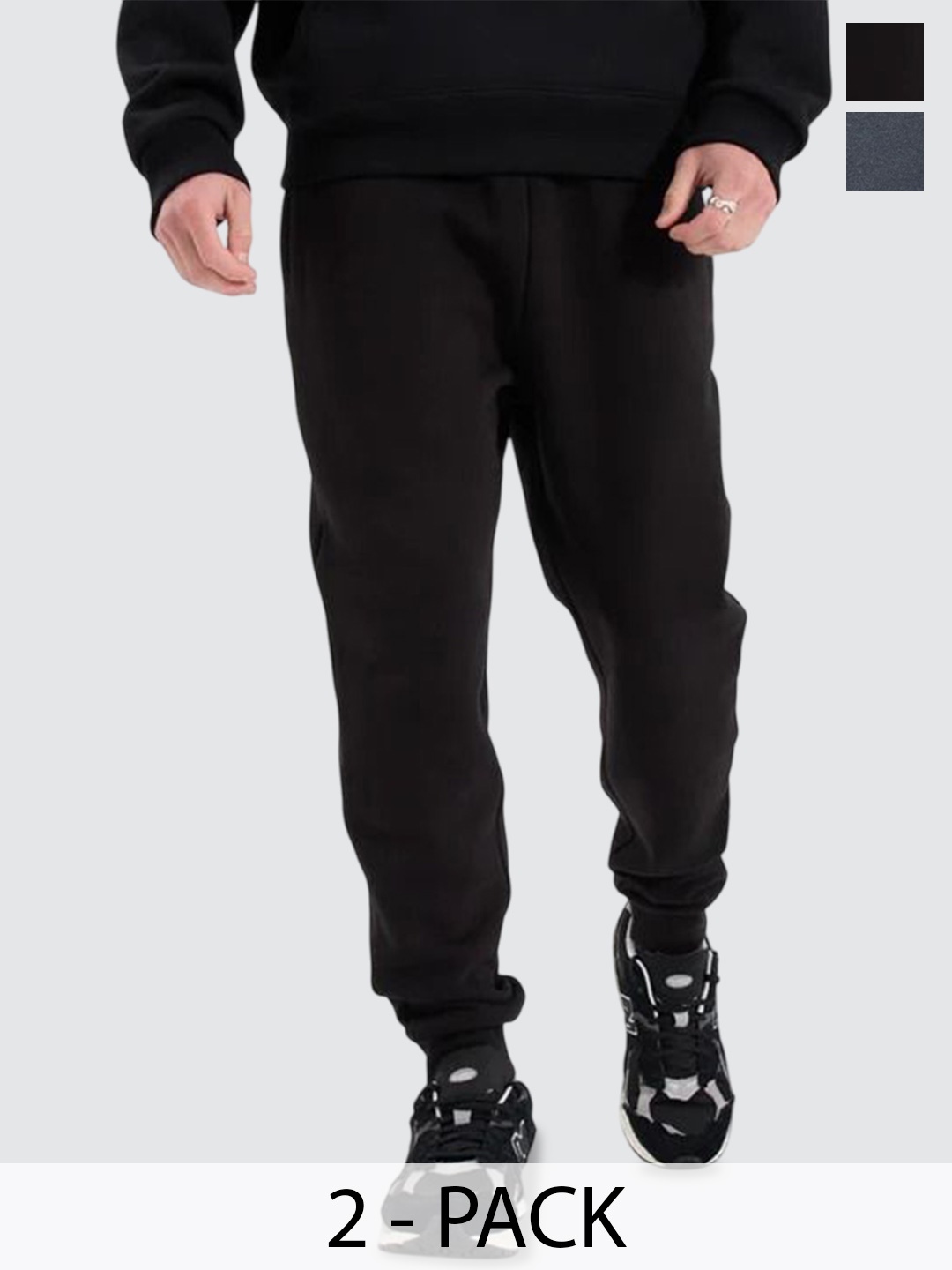 

Moda Rapido Men Pack Of 2 Cotton Mid Rise Joggers, Black