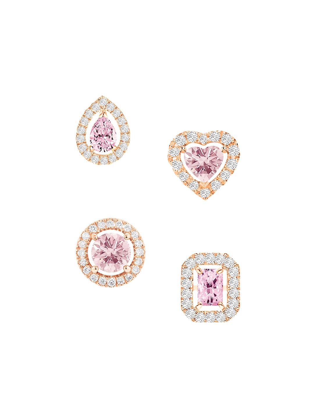 

MINUTIAE Set Of 4 Rose Gold-Plated Teardrop Shaped Kundan Studded Studs