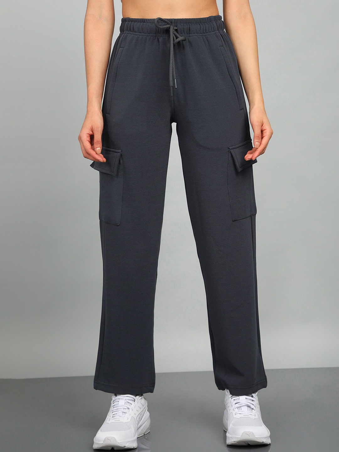 

Moda Rapido Women Straight Fit Dry Fit Cargo Track Pant, Charcoal