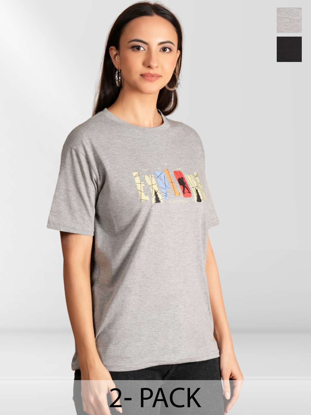 

BAESD Women Typography 2 Printed Applique T-shirt, Multi