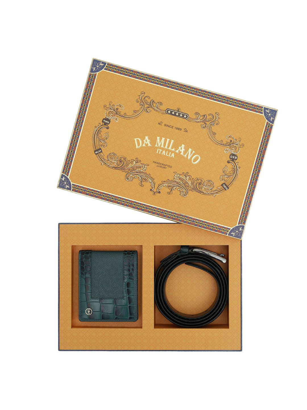 

Da Milano Men Accessory Gift Set of Wallet and Belt, Green