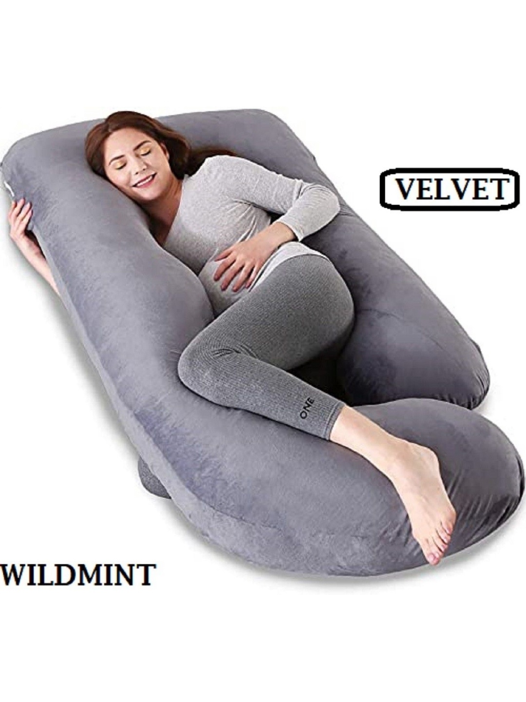 

WILD MINT Grey Fibre Filled Faux Velvet Sleep Pillow