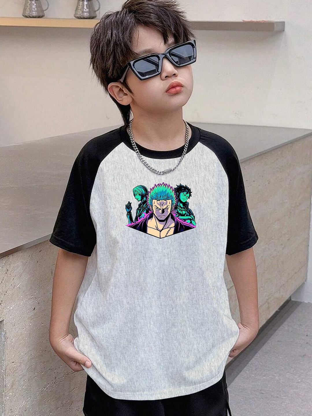 

BAESD Boys Printed T-shirt, Grey