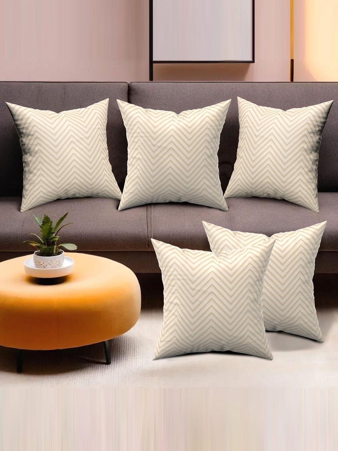 

Aura Cream-Coloured Set of 5 Square Cushion Covers