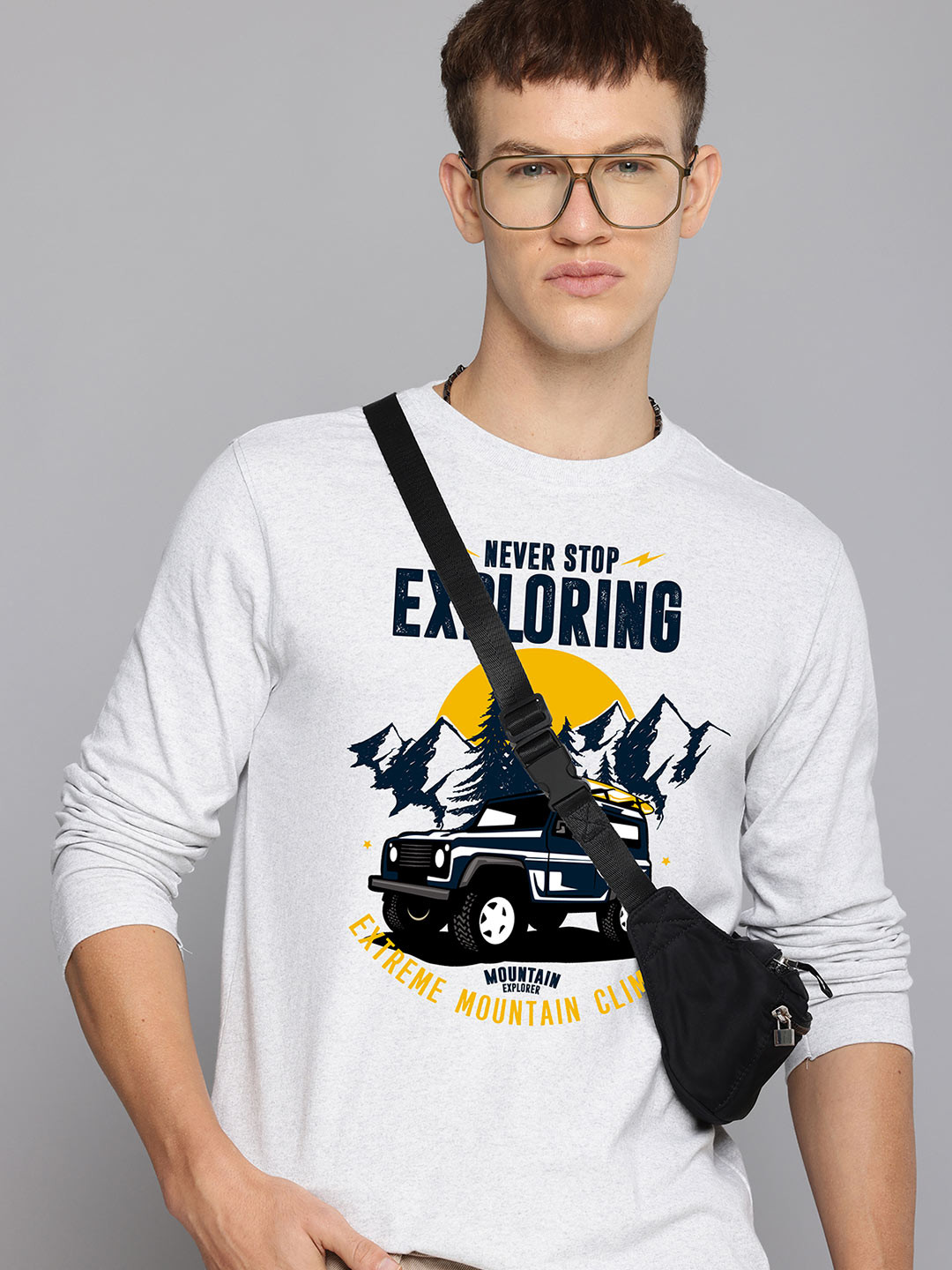 

R.Code by The Roadster Lifestyle Co. Men Graphic Printed Round Neck Cotton T-shirt, White