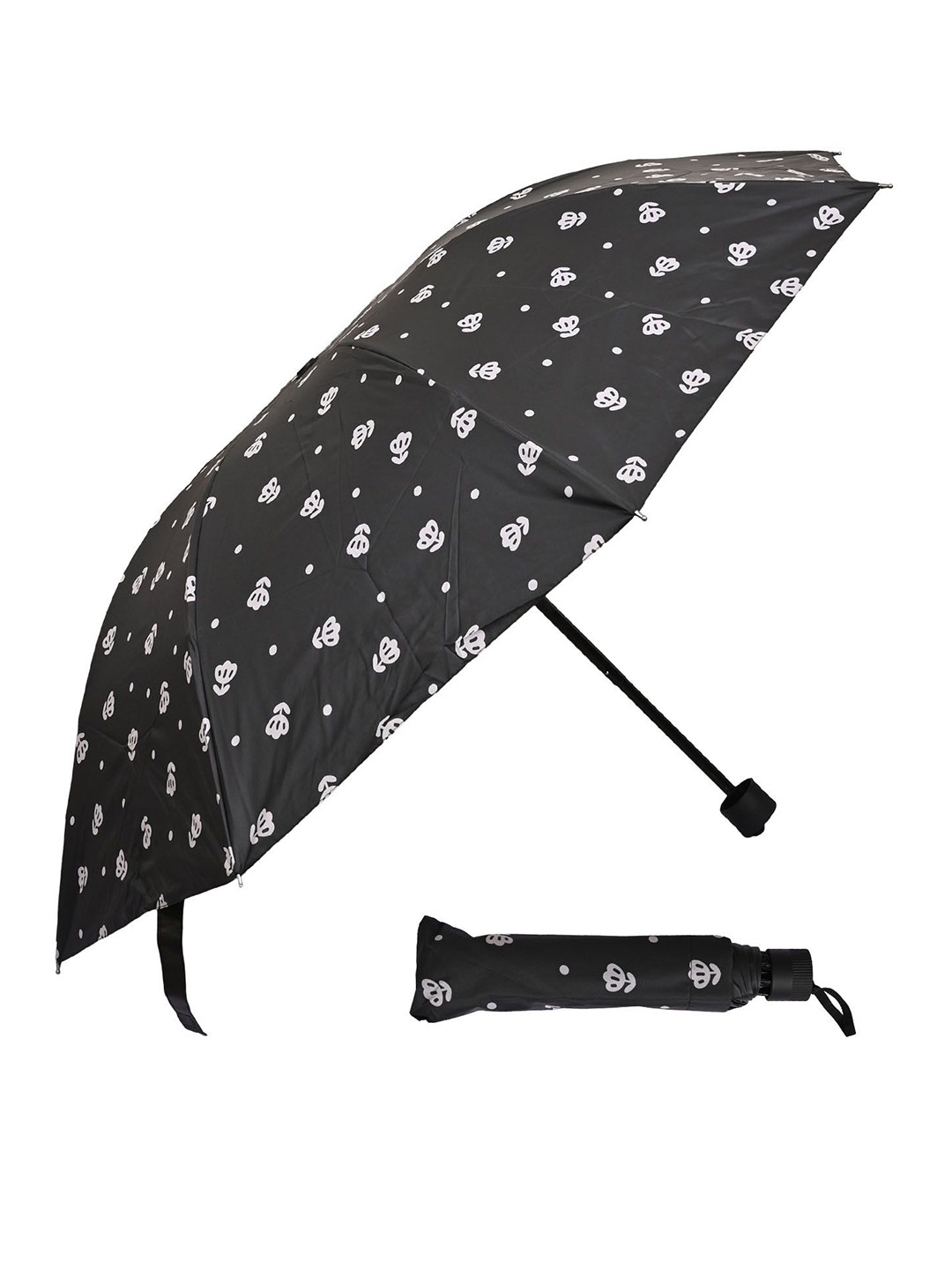 

LOOM LEGACY Manual 3 Fold Floral Umbrellas, Black