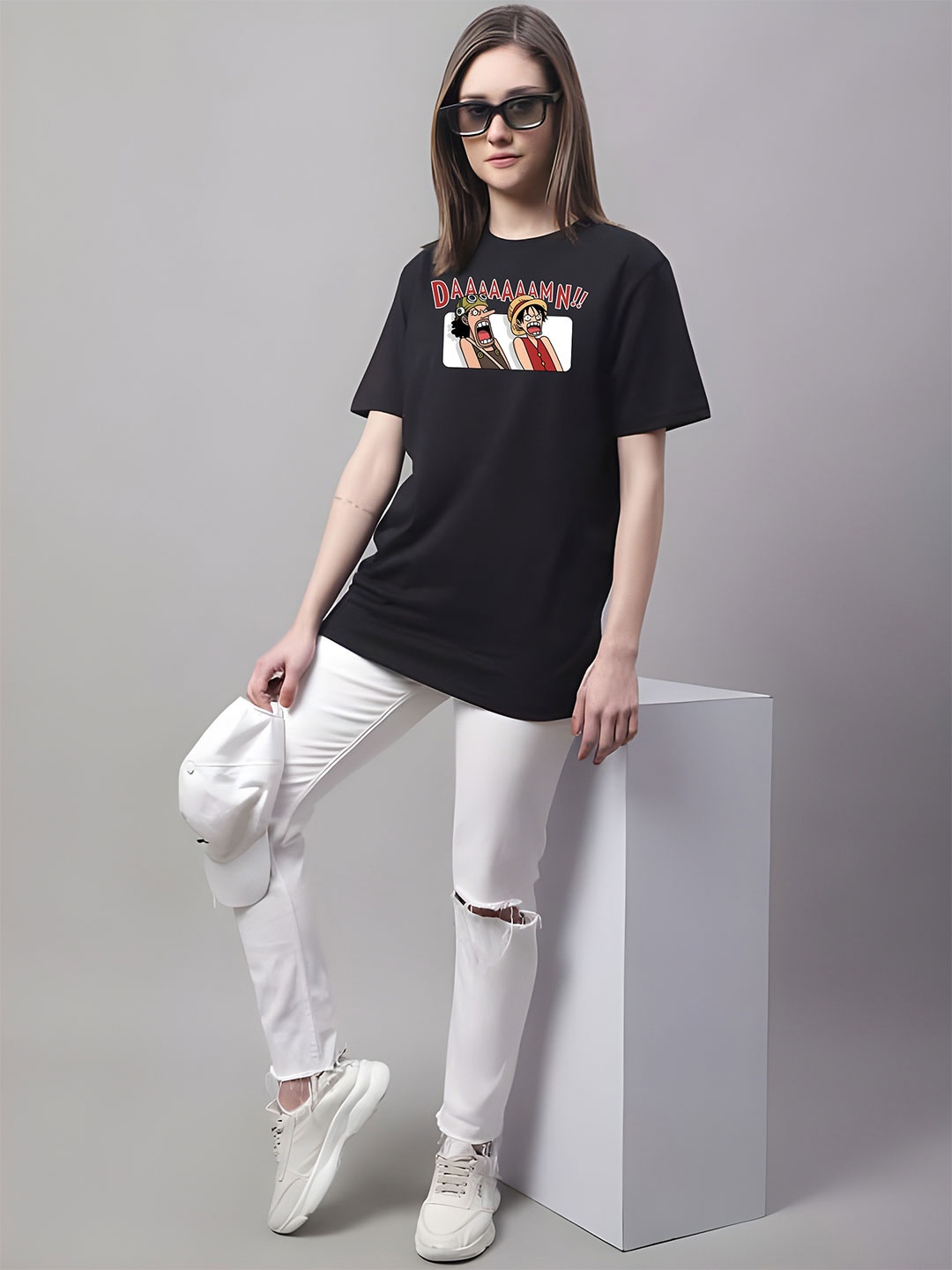 

KAIDO Women Pure Cotton T-shirt, Black