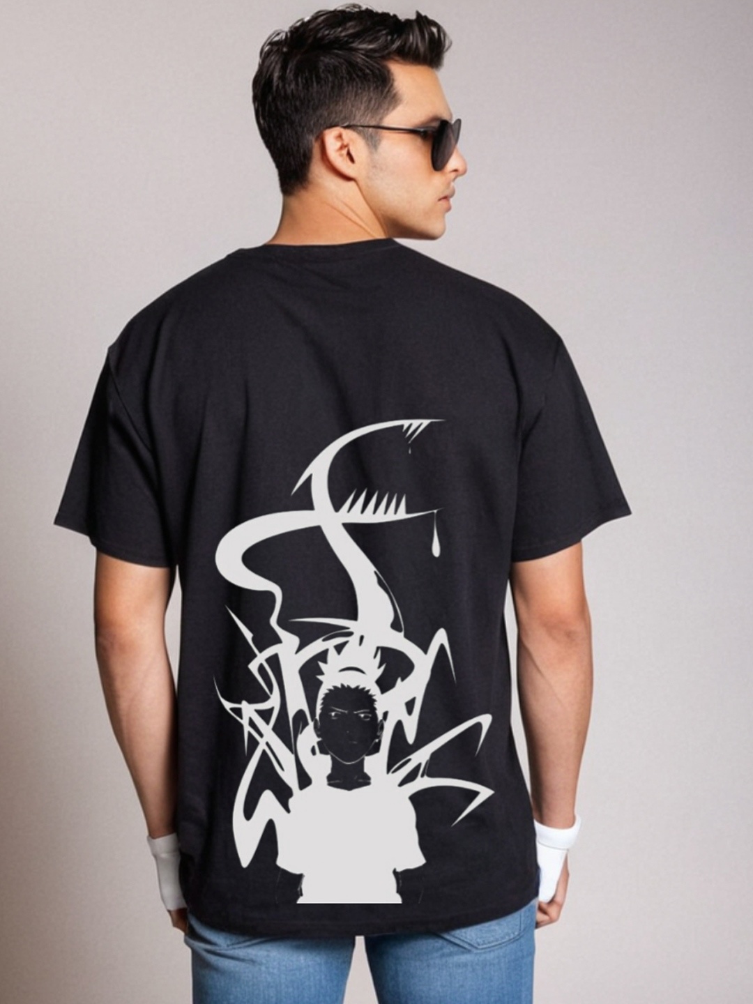 

Be Crazy Men Graphic Printed Round Neck Cotton T-shirt, Black