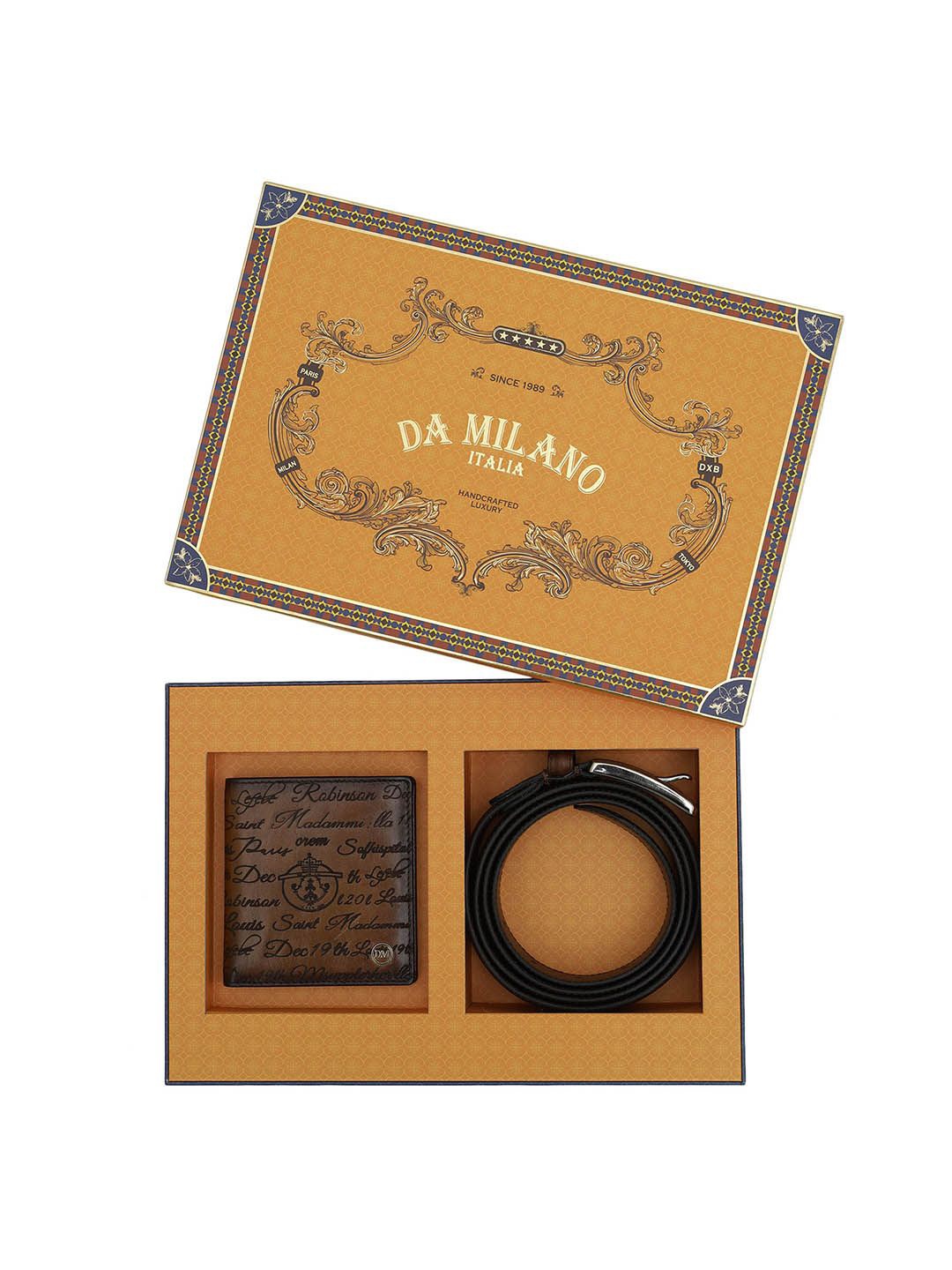 

Da Milano Men Wallet and Belt Accessory Gift Set, Brown