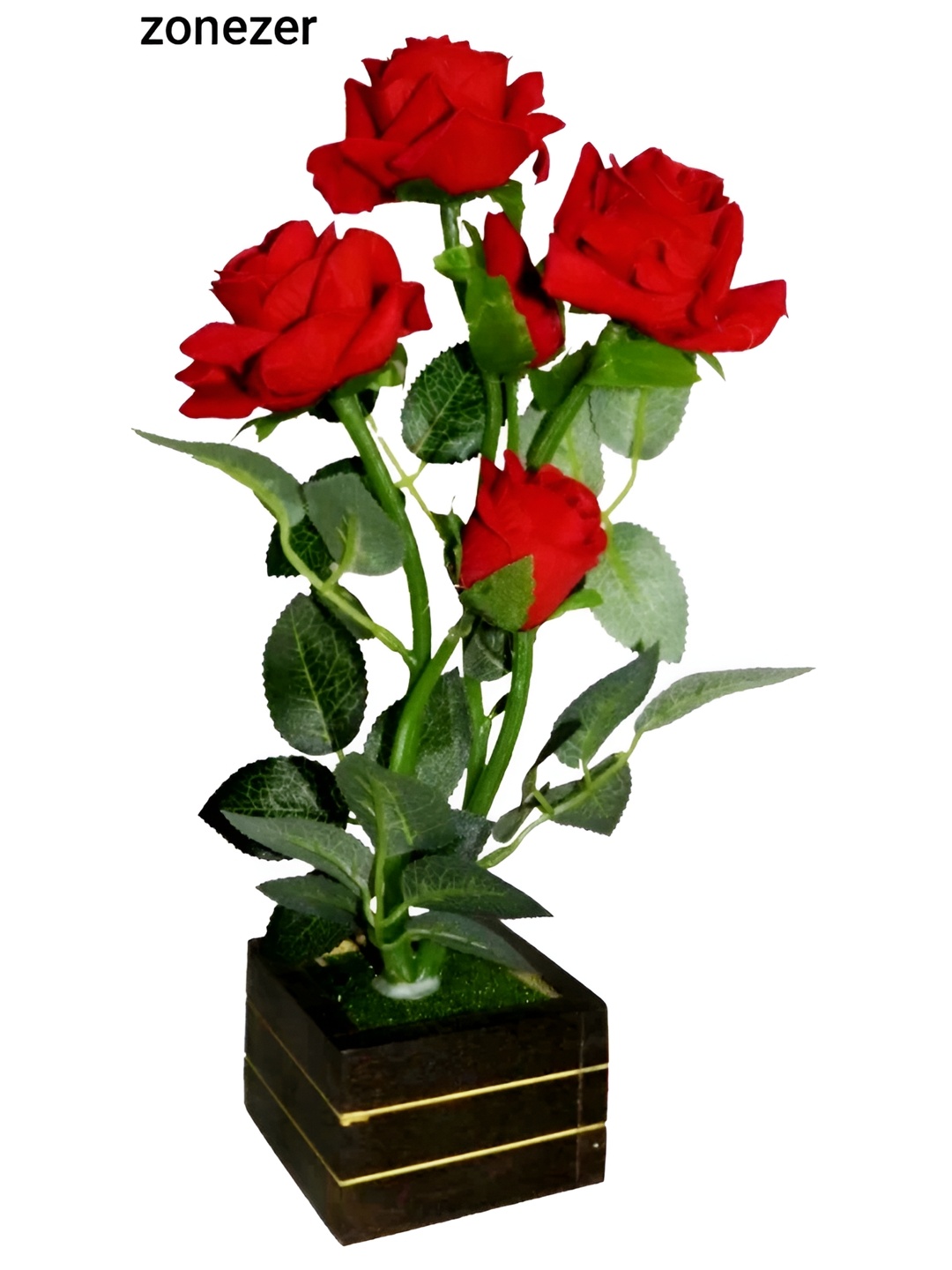 

ZONEZER Red 1 Pieces Rose Artificial Flower With Pot