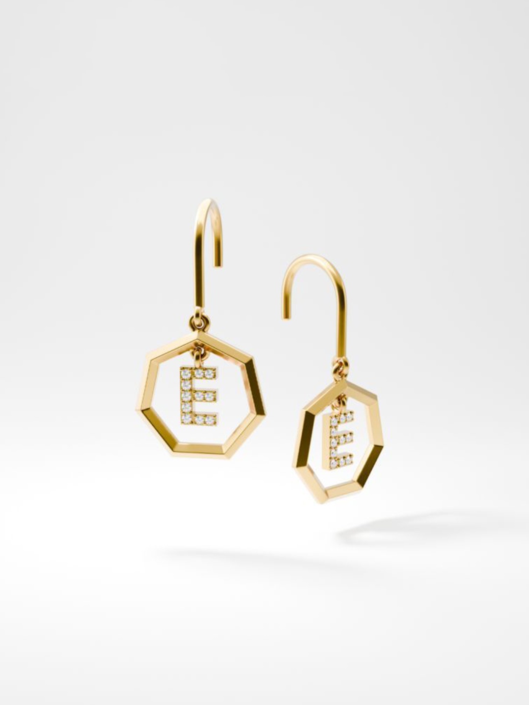 

HOUSE OF SEVEN 18k Gold Plated American Diamond Studded Geometric Shaped Drop Earrings