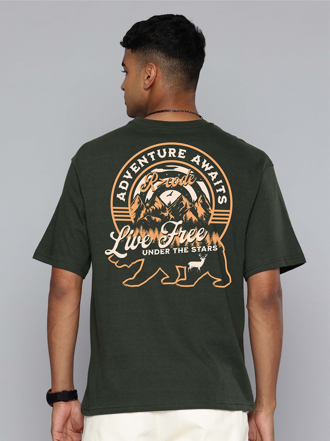 

R.Code by The Roadster Life Co. Men Printed T-shirt, Olive