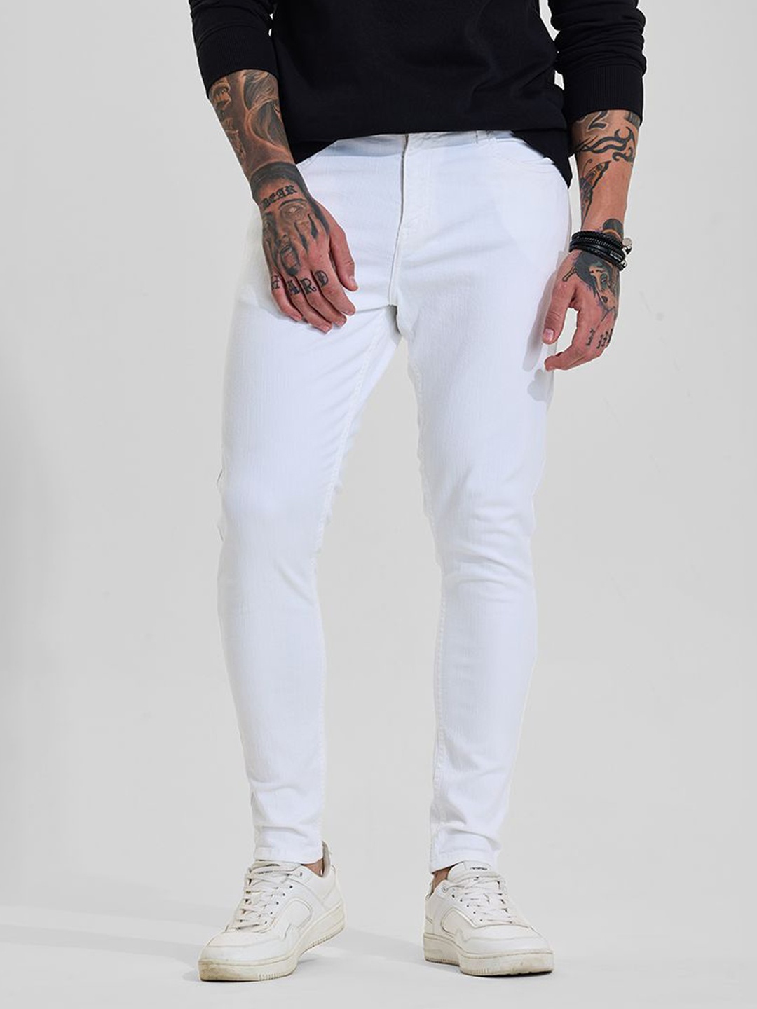 

Snitch Men Skinny Fit Stretchable Jeans, White
