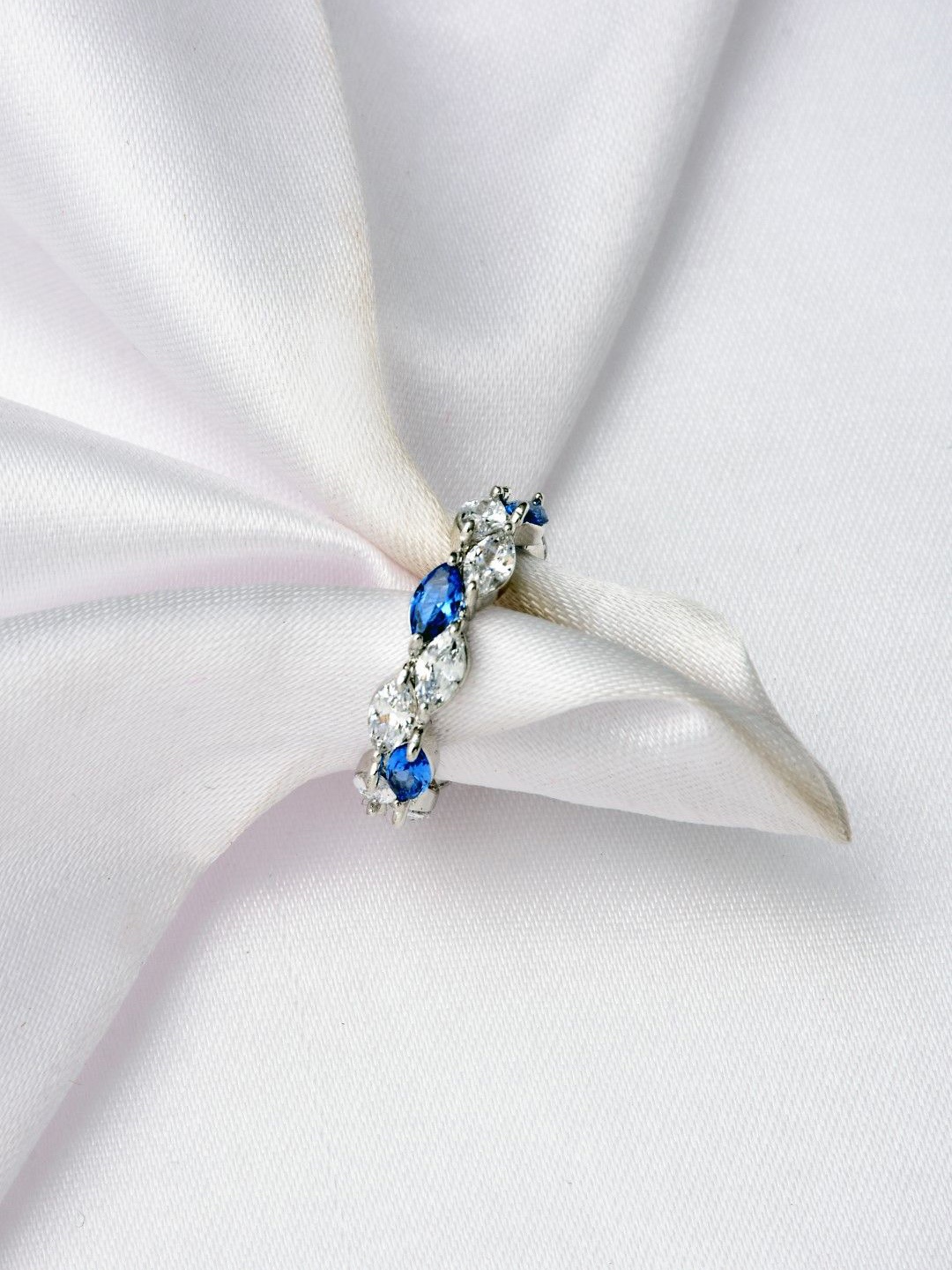 

Reenisaa Rhodium-Plated Crystal-Studded Adjustable Finger Ring, Silver