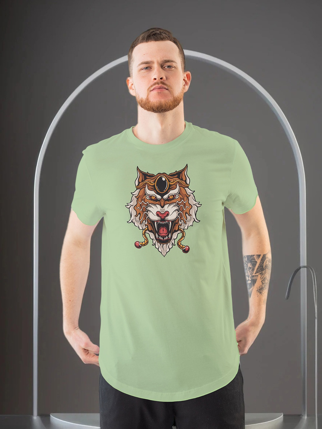 

Moda Rapido Men Graphic Printed Round Neck Regular Fit T-shirt, Sea green