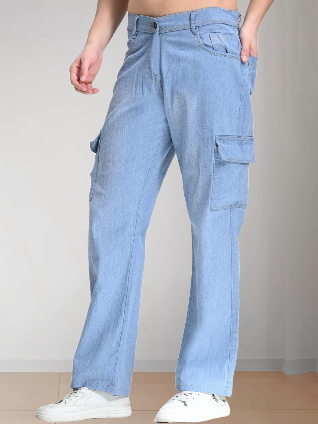

LINARIA Men Classic Mid-Rise Jogger Fit Cargo Styles Jeans, Blue