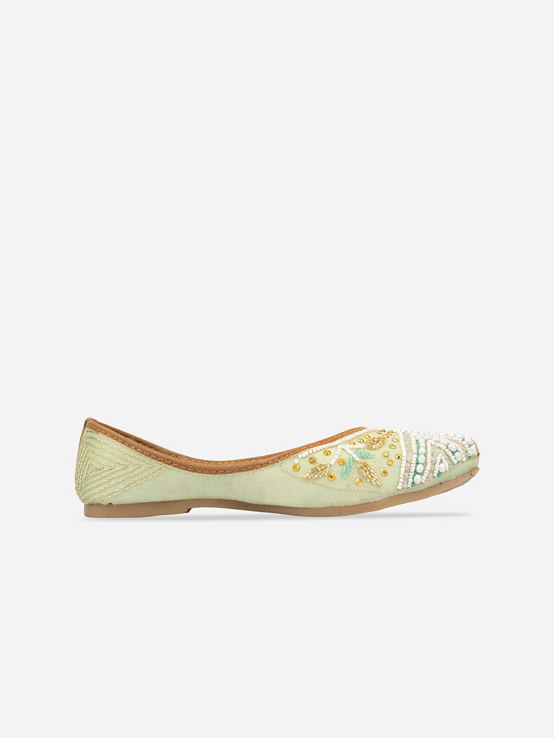 

Sangria Women Ethnic Embellished Slip-On Mojaris, Sea green