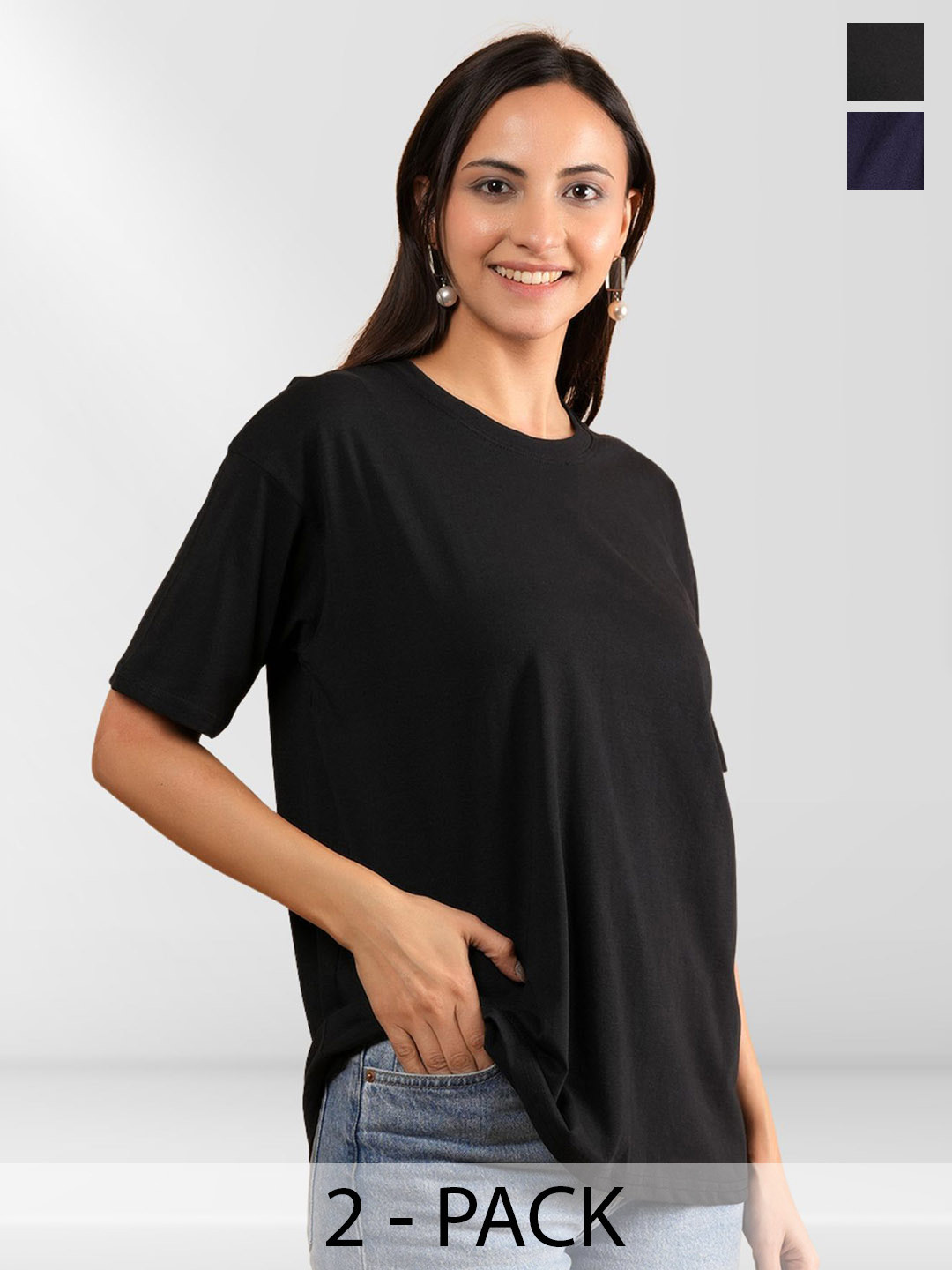 

BAESD Women 2 Printed Pockets T-shirt, Multi