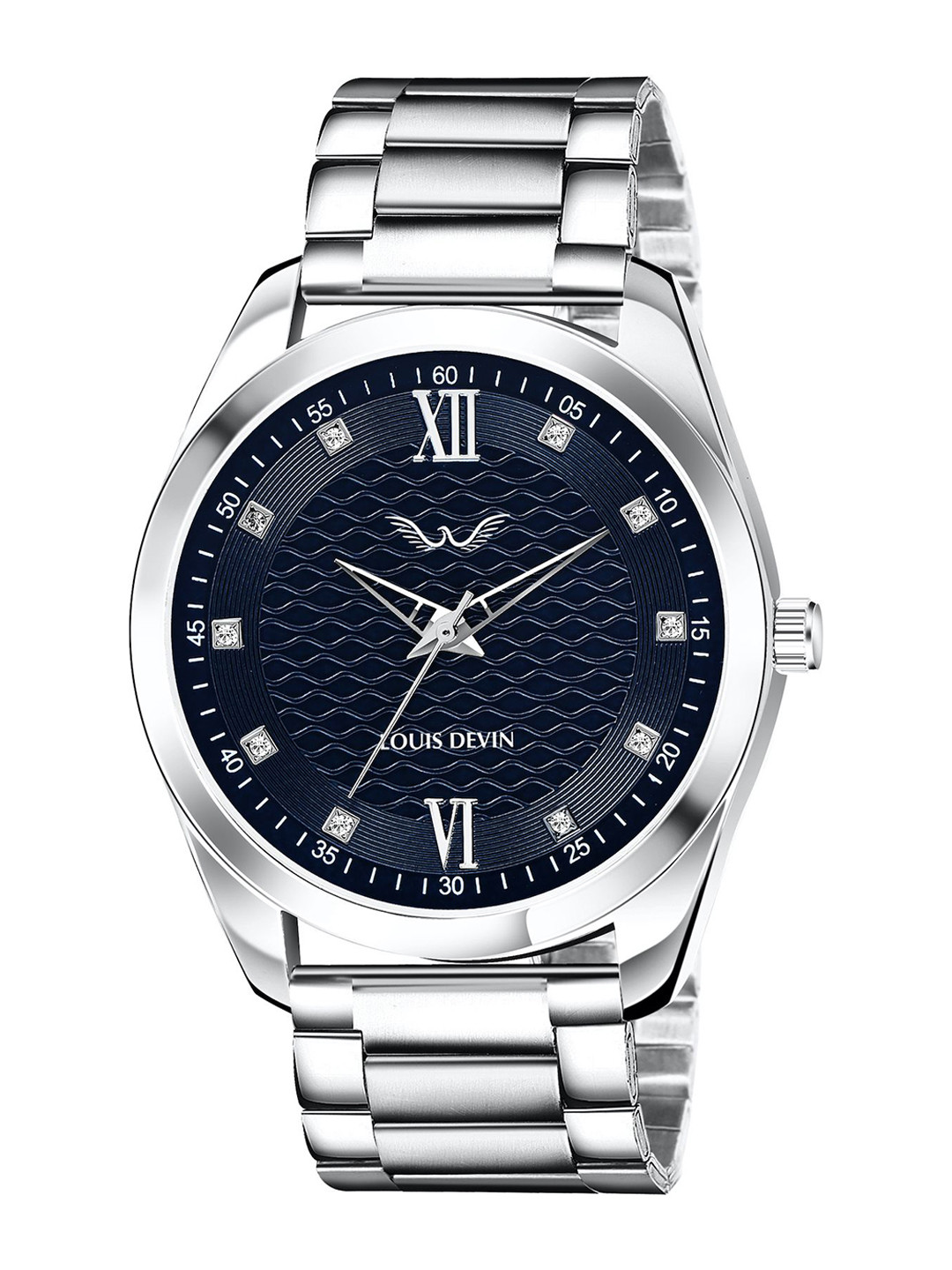

LOUIS DEVIN Men Brass Embellished Bracelet Style Straps Analogue Watch LD-GR062, Navy blue