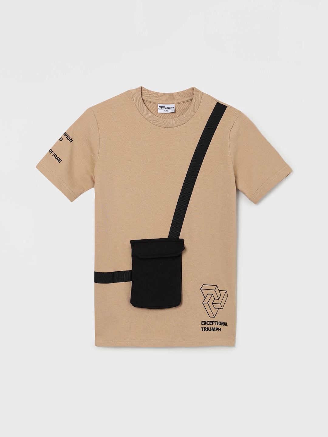 

Fame Forever by Lifestyle Boys Solid Round Neck Cotton T-shirt, Beige