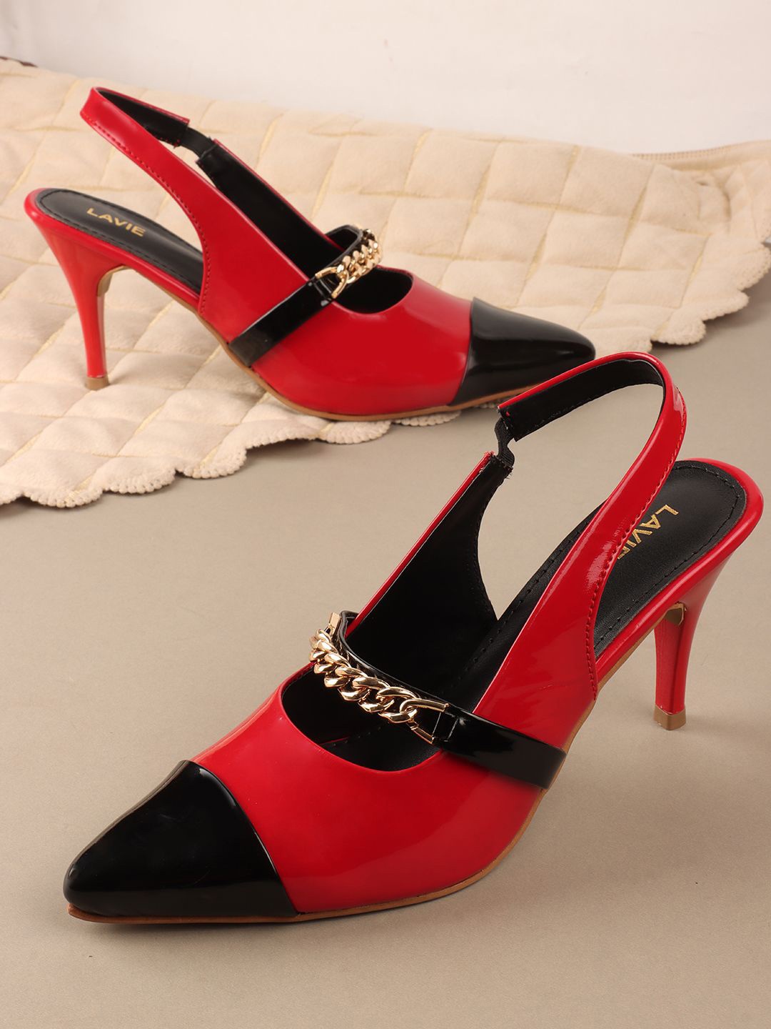 

Lavie Women Colourblocked Stiletto Pumps, Red