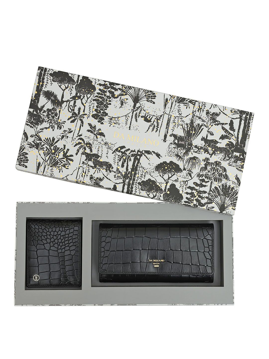 

Da Milano Women Accessory Gift Set of Wallet and Card Holder, Black
