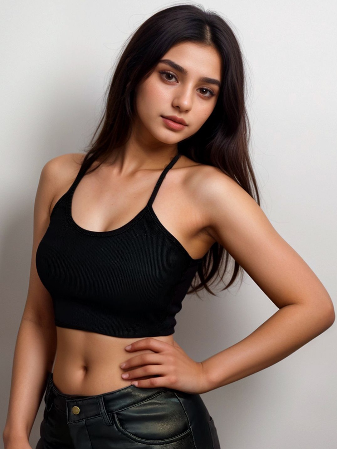 

Classy Hangers Women Halter Neck Styled Back Crop Top, Black