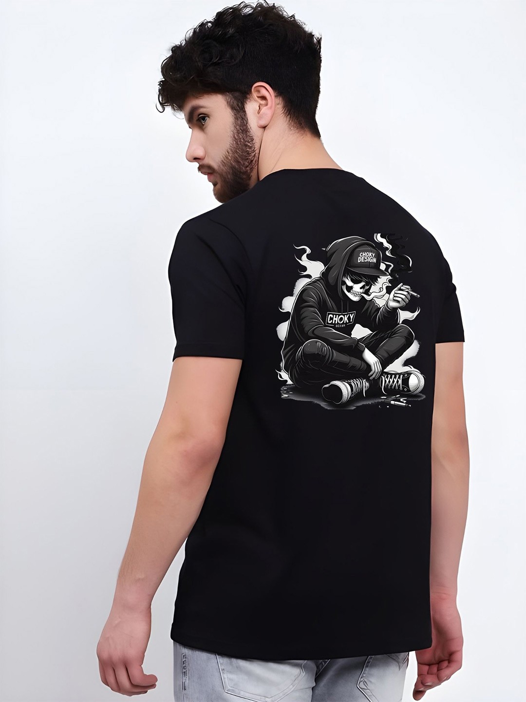 

THE BEETEL HOUSE Men Drop-Shoulder Sleeves T-shirt, Black
