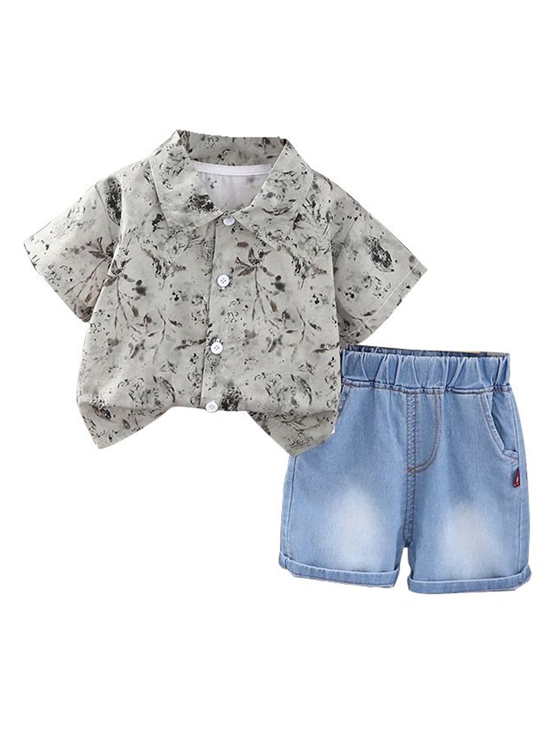 

StyleCast x Revolte Boys Printed Shirt Collar Shirt with Shorts, Grey