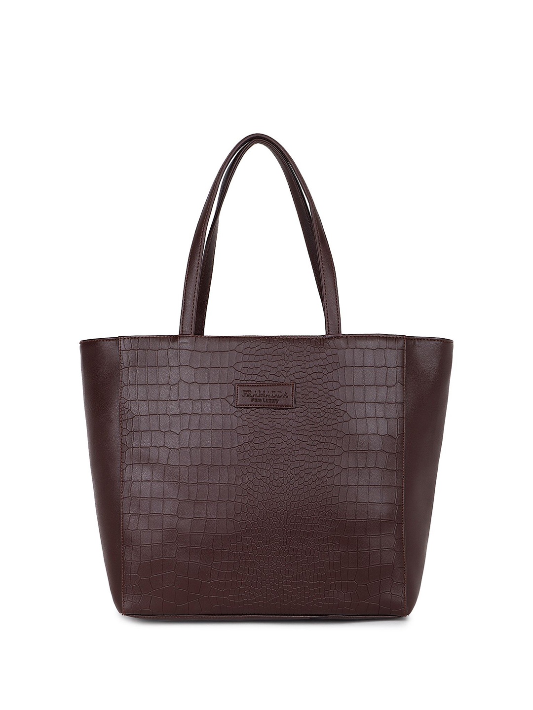 

Pramadda Pure Luxury Women Textured Structured Tote Bag, Brown