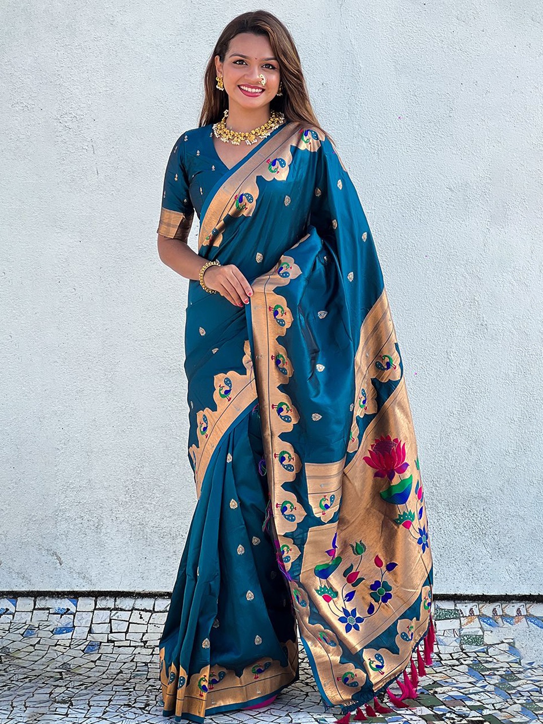 

Rangtulika Ethnics Woven Design Zari Paithani Saree, Blue