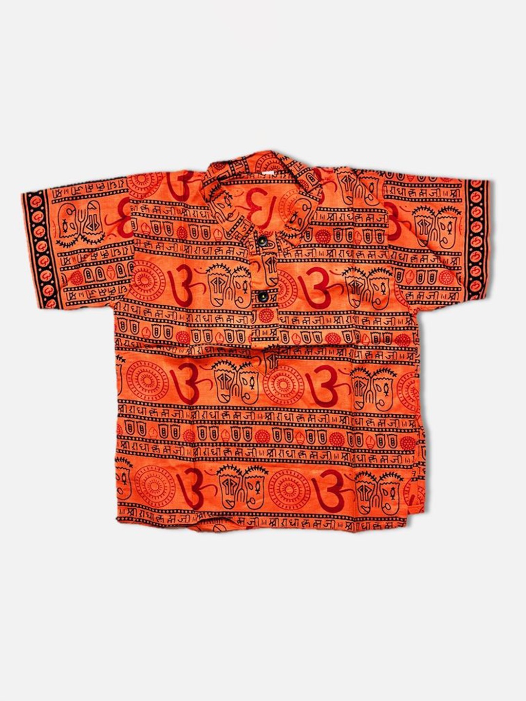 

PK HUB Boys Om Printed Band Collar Short Cotton Kurta, Orange