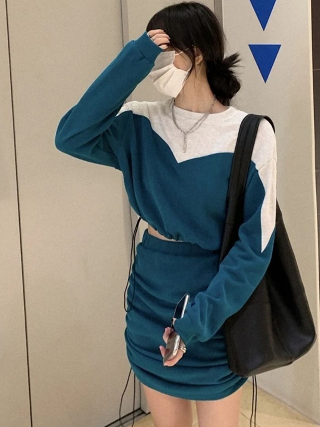

MADE FOR HER LABEL Amber Sweatshirt Top With Drawstring Skirt Set, Teal