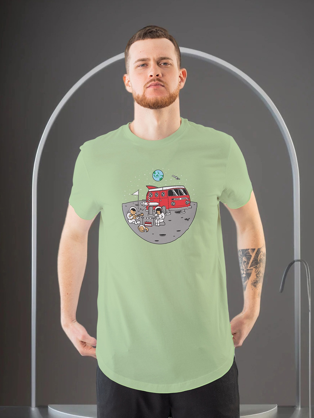 

Moda Rapido Men Graphic Printed Round Neck Regular Fit T-shirt, Sea green