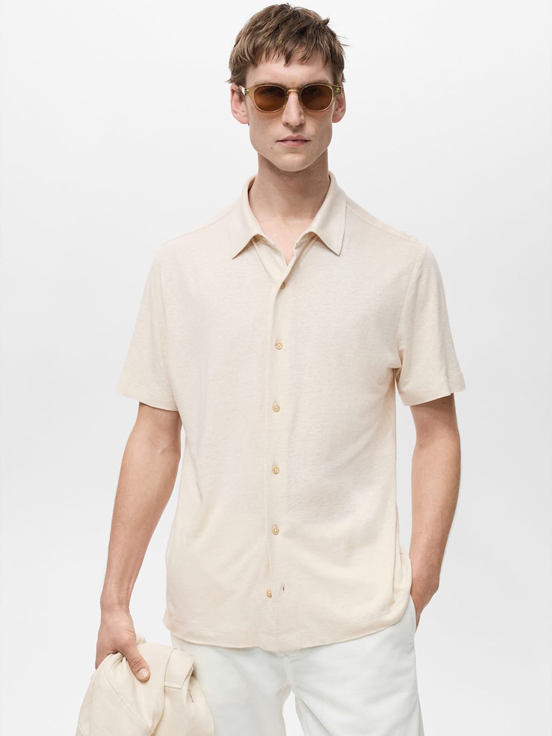 

MANGO MAN Regular Fit Casual Shirt, Beige